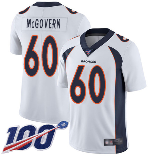 Men Denver Broncos #60 Connor McGovern White Vapor Untouchable Limited Player 100th Season Football NFL Jersey->women nfl jersey->Women Jersey